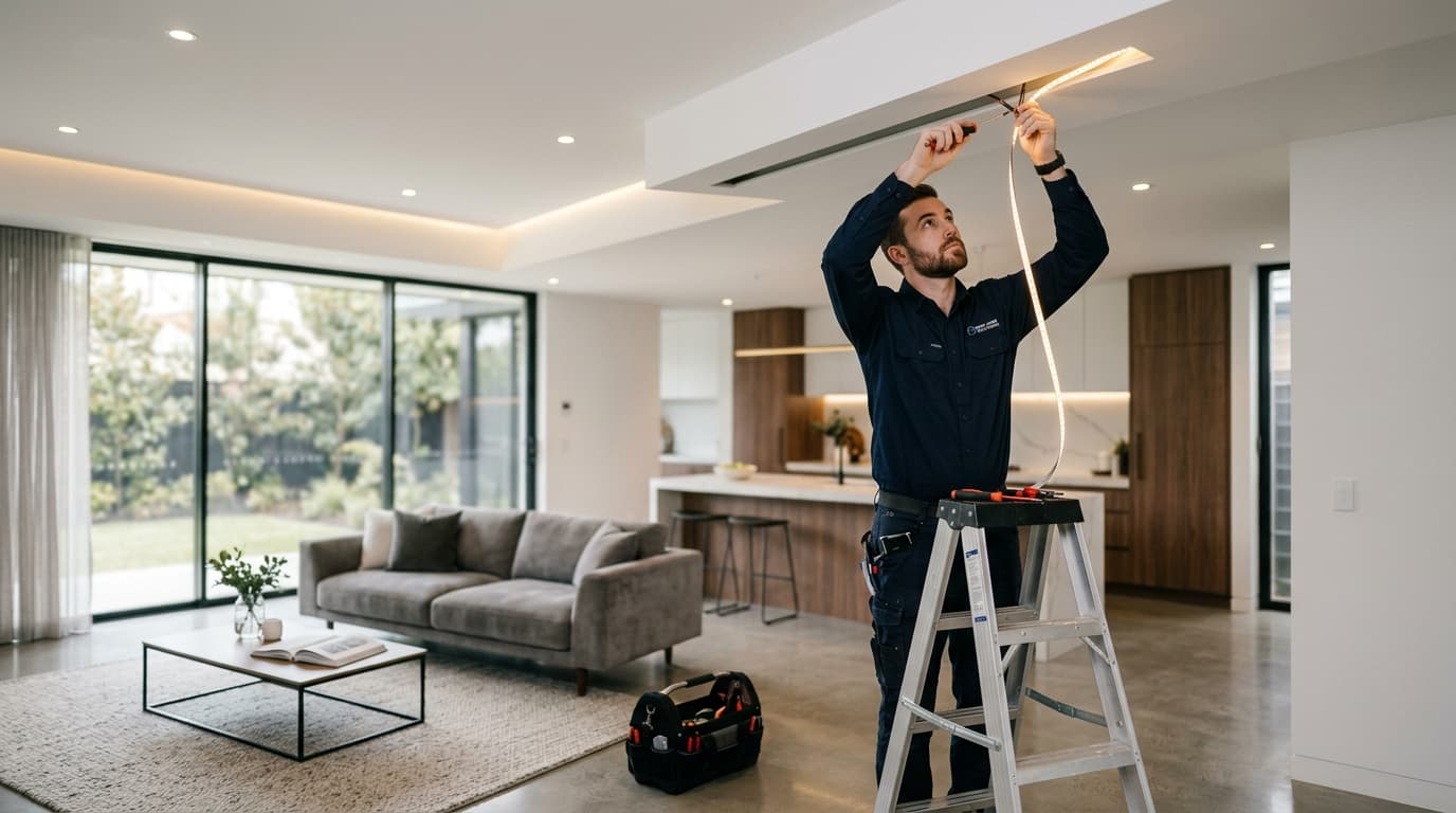 Professionele smart home installatie met strakke afwerking in een echte woning