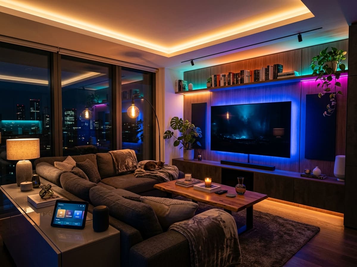 Slimme verlichting met warme premium sfeer in een woonkamer