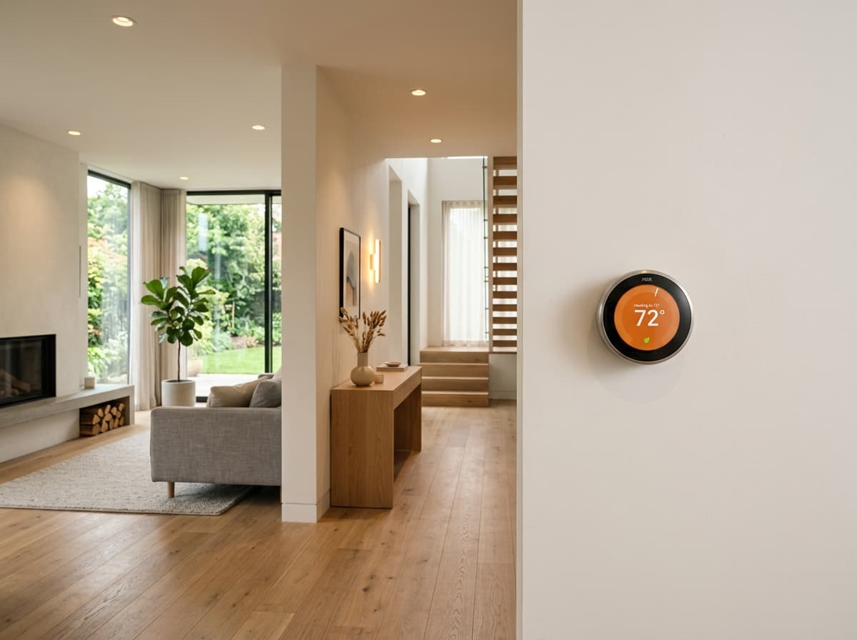 Slimme thermostaatbediening in een modern luxe woonproject